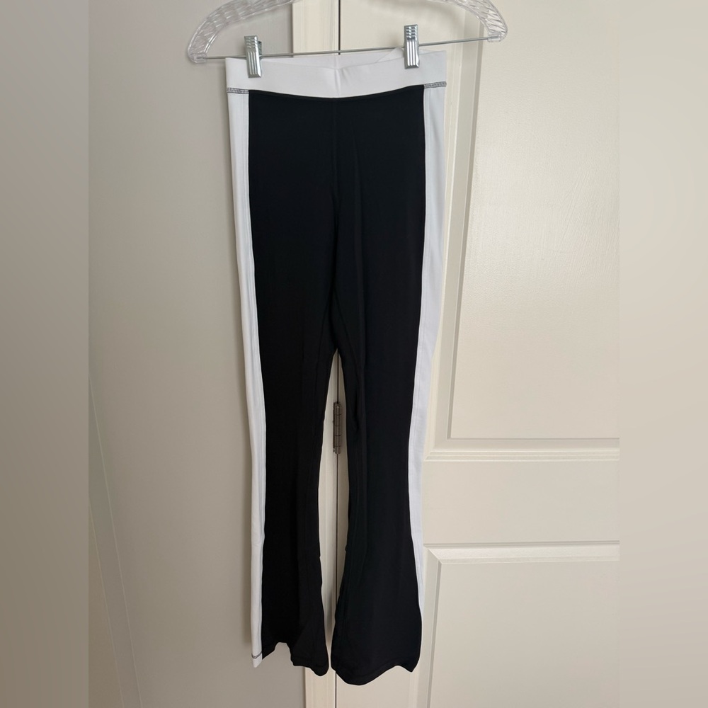 Lululemon Athletica Black and White Flare Pants & Matching Halter Crop Top